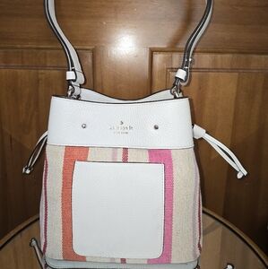Kate Spade White and Pink Striped Bag